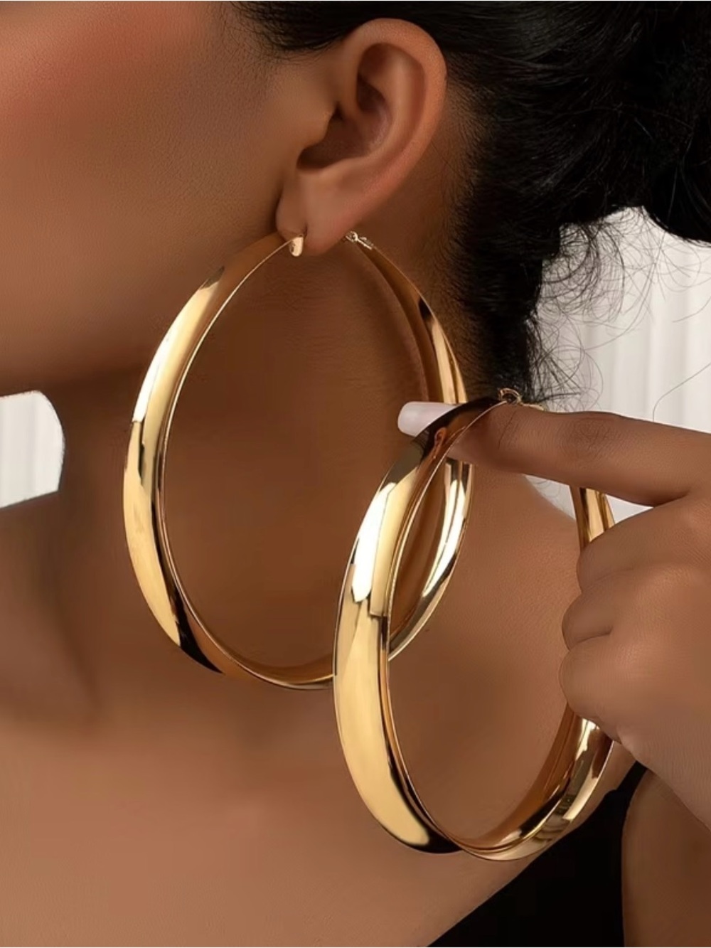 Gold Oversized Hoop Earrings - Unbranded